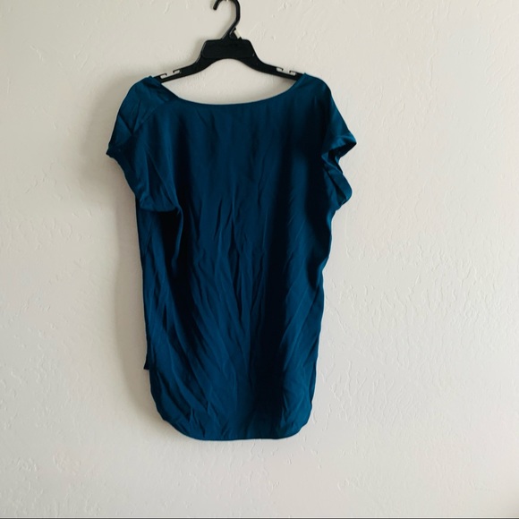 Express blue blouse short sleeve with gold zipper large - Picture 3 of 7